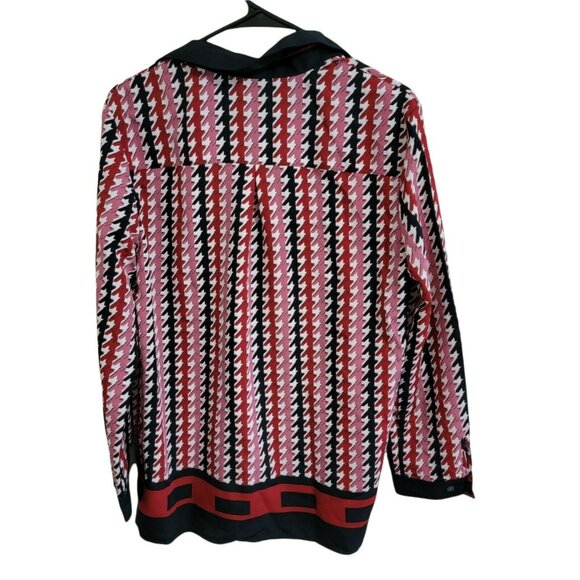 Allison Daley Button Front Blouse Womens Size 14 Red Striped Long Sleeve Shirt - Picture 2 of 5